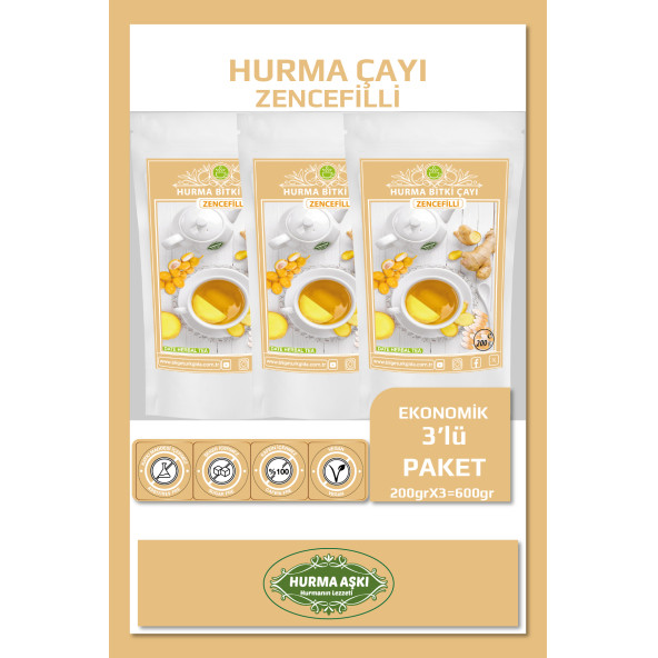 Hurma Aşkı Hurma Çayı Zencefilli 3X200 Gr ürün görseli 1