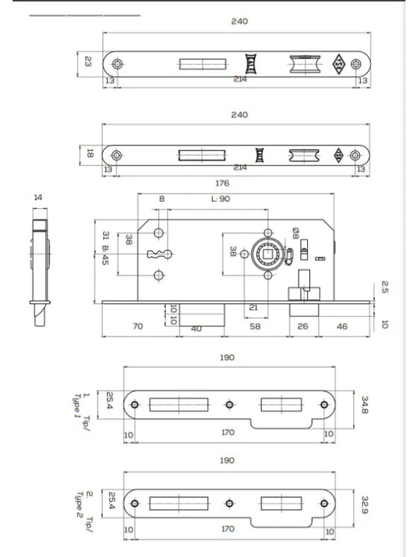 141 R ODA 45 MM KAPI GÖMME KİLİDİ KALE - Resim 2