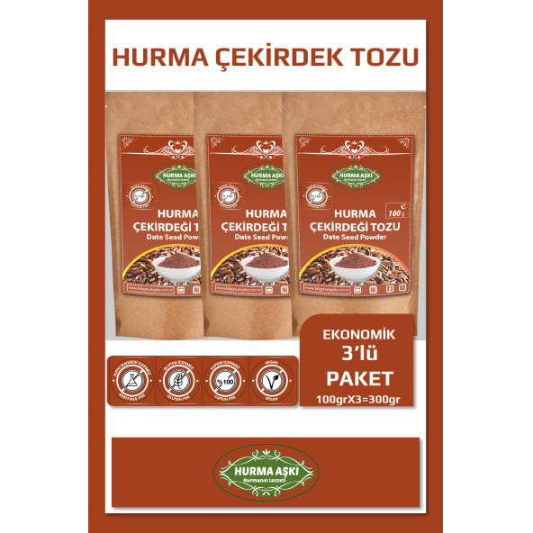 Hurma Aşkı Hurma Çekirdeği Tozu 3X100 Gr ürün görseli 1