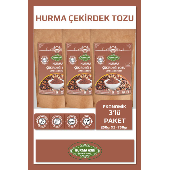Hurma Aşkı Hurma Çekirdeği Tozu 3X250 Gr ürün görseli 1