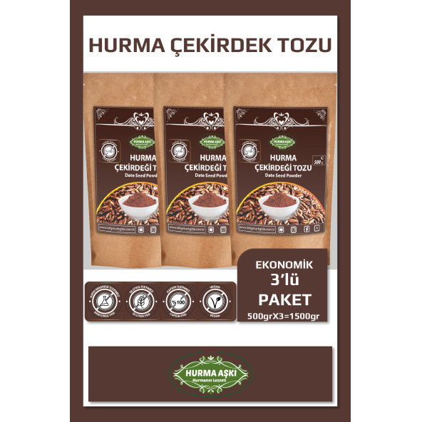 Hurma Aşkı Hurma Çekirdeği Tozu 3X500 Gr ürün görseli 1