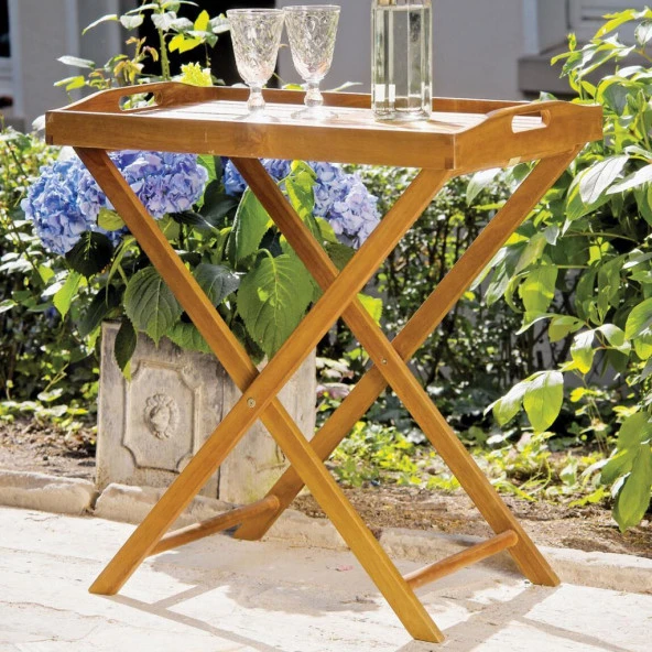 Ahşap Servis Masası 68x44x73 cm - Resim 2