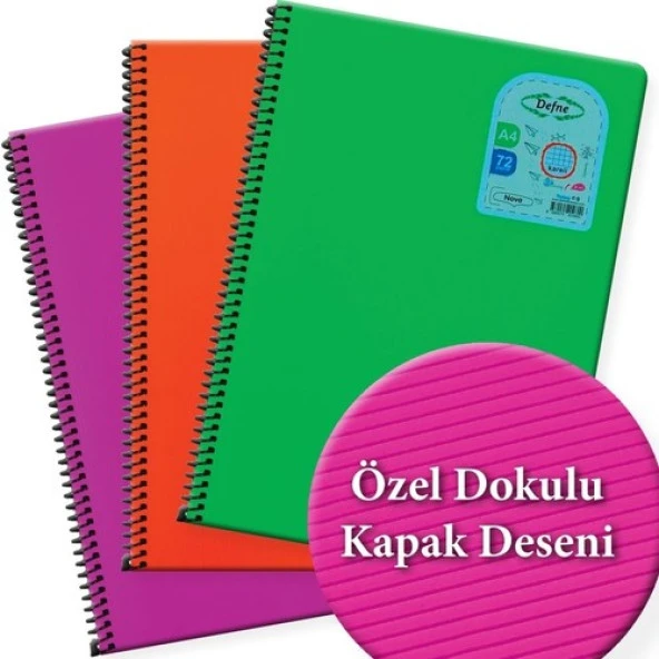 Defne Nova A4 Spiralli Pp Kapak 40 Yaprak Çizgili Defter ürün görseli 1