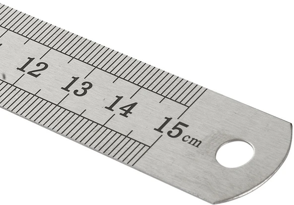 Paslanmaz Çelik Cetvel (Ön yüzü Cm / Arka yüzü inch) 15cm ürün görseli 1