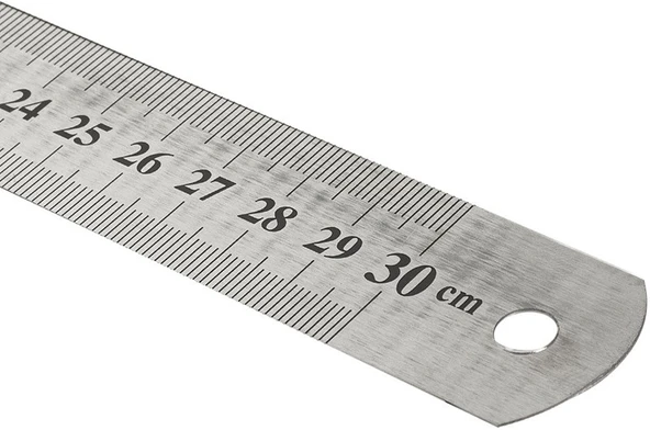 Paslanmaz Çelik Cetvel (Ön yüzü Cm / Arka yüzü inch) 30cm ürün görseli 1