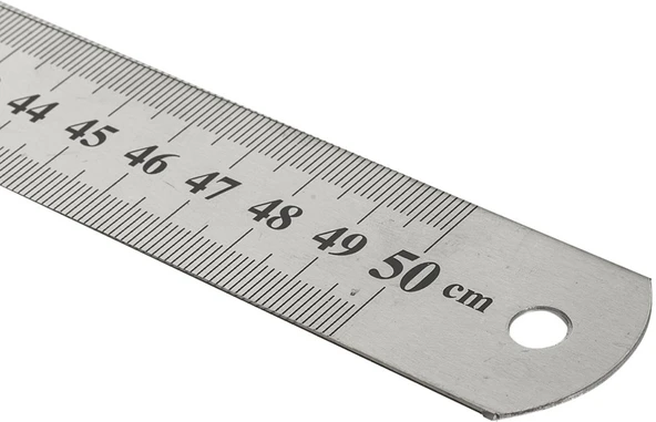 Paslanmaz Çelik Cetvel (Ön yüzü Cm / Arka yüzü inch) 50cm ürün görseli 1