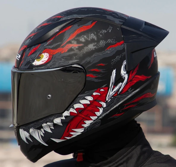 LS2 Rapıd 2 Race Kaıju Fullface Motosiklet Kaskı Gri Camlı ürün görseli 1