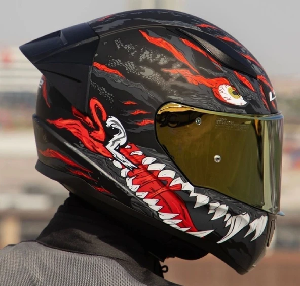 LS2 Rapıd 2 Race Kaıju Fullface Motosiklet Kaskı Gold Camlı ürün görseli 1