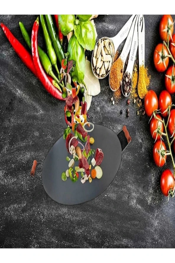 Kavurma Sac 40 Cm Çift Taraflı Saç Kavurma Gözleme Sacı Ahşap Kulp Fr40 ürün görseli 1