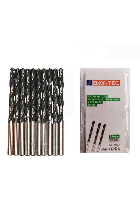BaytecMatkap Ucu (10 ADET) Hss 3mm Siyah-Beyaz ürün görseli 1
