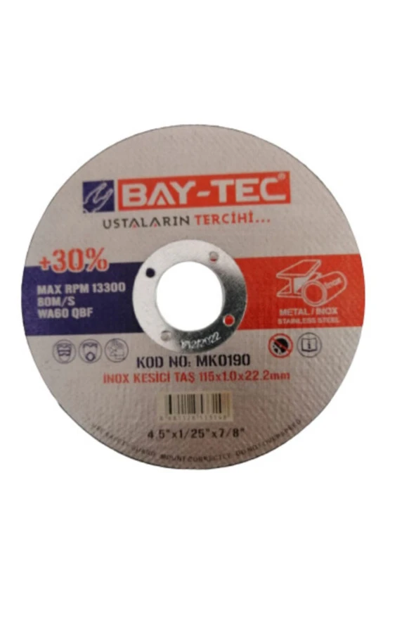 BaytecInox Kesici Taş Disk 115x1.0x22.2mm (10 ADET) ürün görseli 1