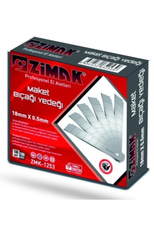 zimakGeniş Maket Bıçağı Yedeği 100 Adet Zmk-1253 ürün görseli 1