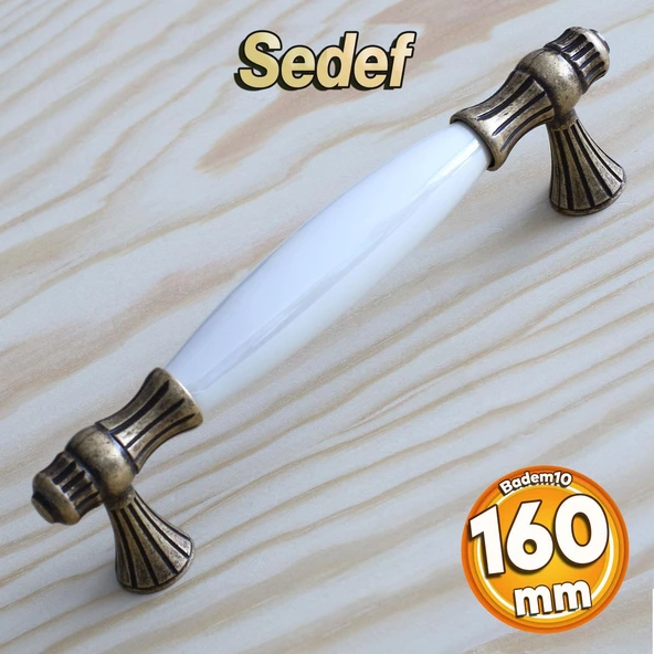 Gerçek Sedef Eskitme Antik Sarı (160 mm-16.0 cm) Mobilya Mutfak Çekmece Dolap Kulpu Kulbu Kulpları ürün görseli 1