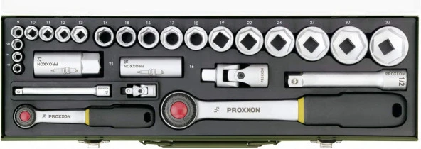 Proxxon 1/4'-1/2' Cırcır Kollu 27 Parçalı Lokma Takımı 23020 ürün görseli 1