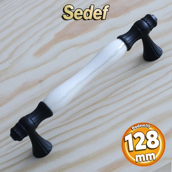 Gerçek Sedef Kulpu Siyah 128 Mm Mobilya Kulpları Kulpu Çekmece Dolap Mutfak Dolabı Kapak Kulbu ürün görseli 1