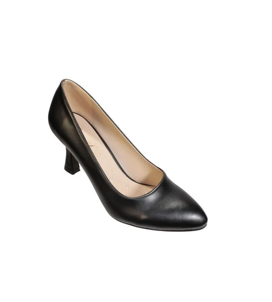 YAZKIŞ Kadın Siyah Krem Cilt 7cm Kadeh Topuk Stiletto Ayakkabı ürün görseli 1