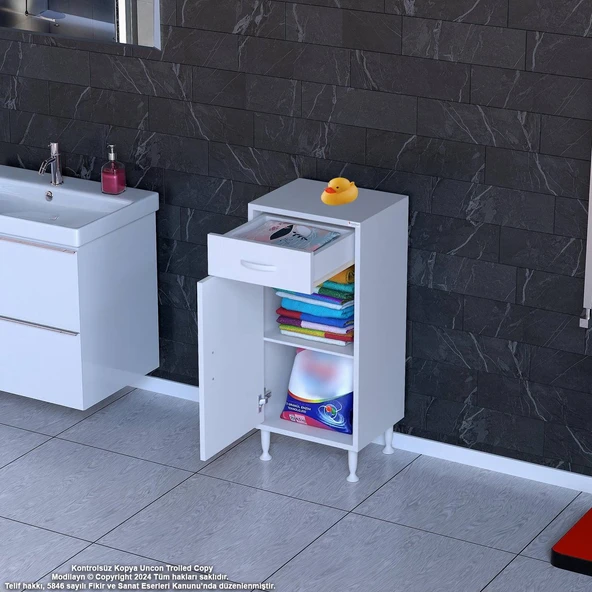 Modilayn SLİM EMİR 35x88x32,5 cm cm Tek Çekmeceli Kapaklı Komidin, Cihaz Koyma sehpası, Setup Masası ürün görseli 1