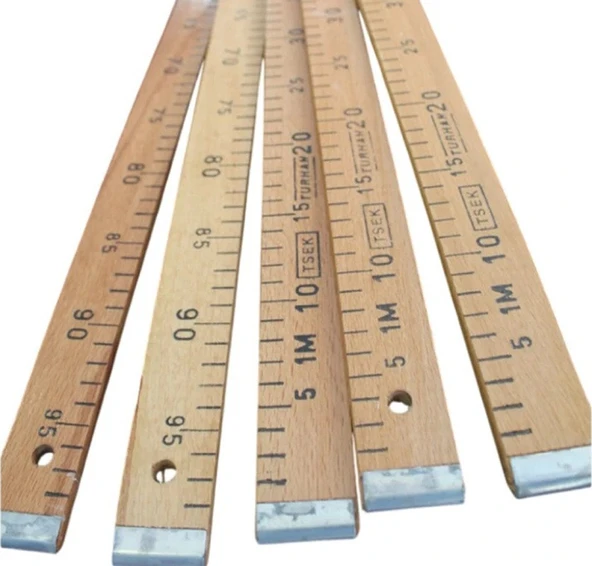Kaliteli (TSEK) ONAYLI Tahta MANİFATURA Cetveli (Ön / Arka yüzü 100cm) ürün görseli 1