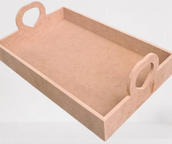 Hobi ERC 90367 MODEL Tepsi Kalp Kulplu Ahşap MDF HAM El Yapım ürün görseli 1