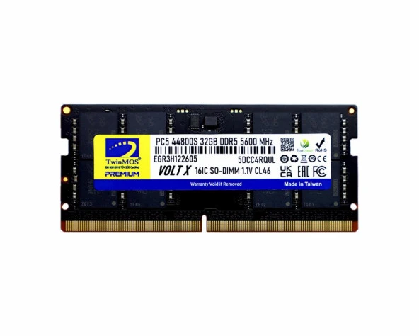 TwinMOS TMD532GB5600S46 32GB DDR5 5600MHz CL46 Notebook Bellek ürün görseli 1