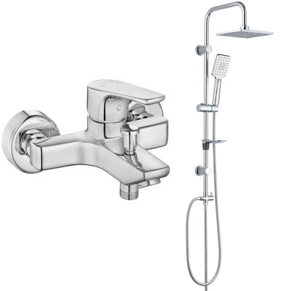 Eca Niobe Banyo Bataryası + T-May Banyo Belen Tepe Duş Takımı Seti Krom Paslanmaz ürün görseli 1