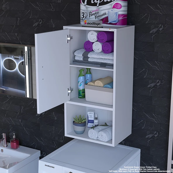 Modilayn ŞİLE 45 x 85 x 32,5 cm Makine Üstü Asma ve Çok Amaçlı Banyo Dolabı ürün görseli 1
