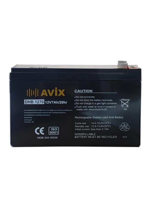 AVİX 12v 7ah- Bakımsız Kuru Akü 2023 Üretim 12 Volt 7 Amper Akü ürün görseli 1
