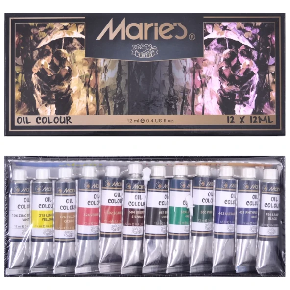 Maries Yağlı Boya 12 Renk E1381 ürün görseli 1