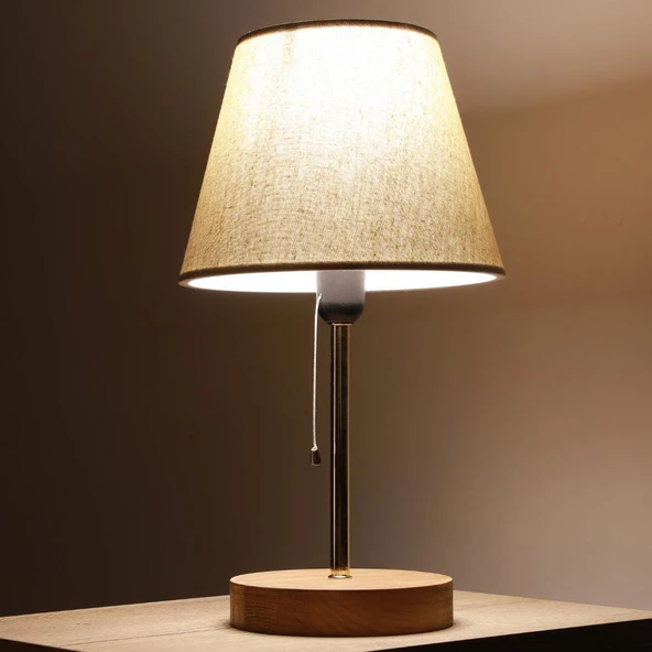 North Home Konik Kumaş Başlıklı Abajur Yatak Odası Gece Lambası Salon Aydınlatma ürün görseli 1