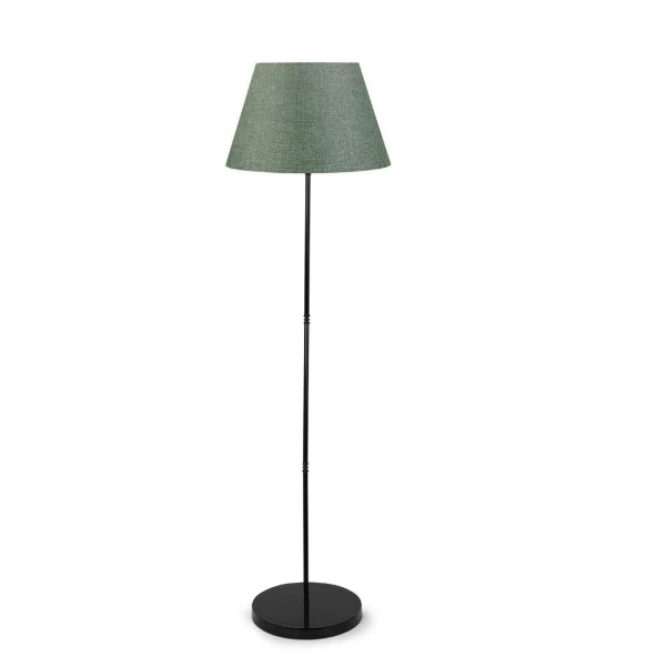 Pu Metal Siyah Ayaklı Yeşil Kumaş Konik Lambader ürün görseli 1