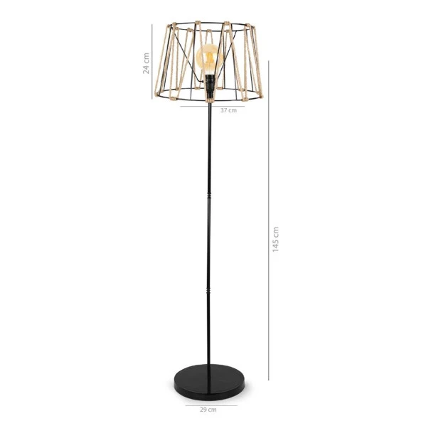 ArtGift Cabo Halatlı Lambader Siyah - Resim 2