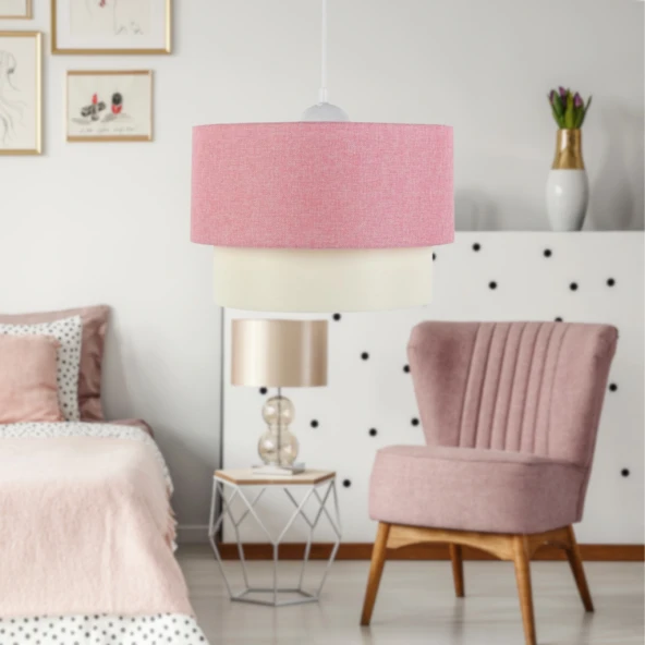 ArtGift Katlı Pasta Tekli Pembe Dokuma Sarkıt Yatak Odası Çocuk Odası Genç Odası Salon Avize ürün görseli 1