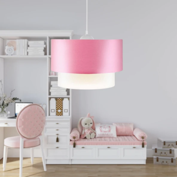 Pasta Tekli Sarkıt Pembe Kumaş Salon Yatak Odası Çocuk Odası Avize ürün görseli 1