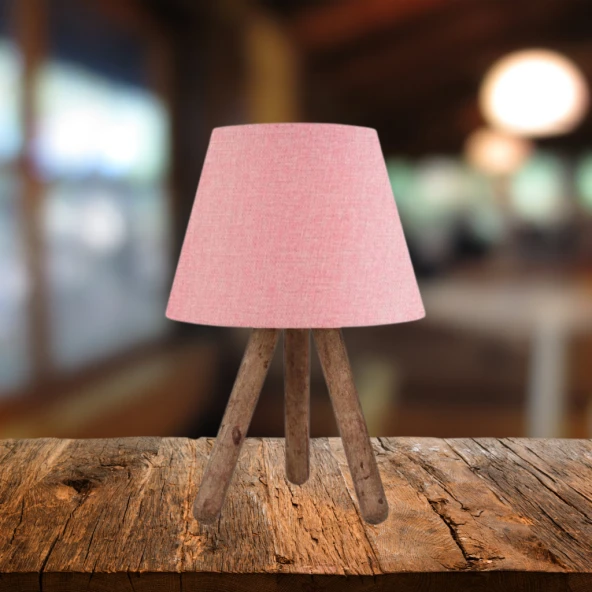 ArtGift Tasarım Luce Üç Ayaklı Ahşap Ayaklı Abajur Kumaş Başlık ürün görseli 1