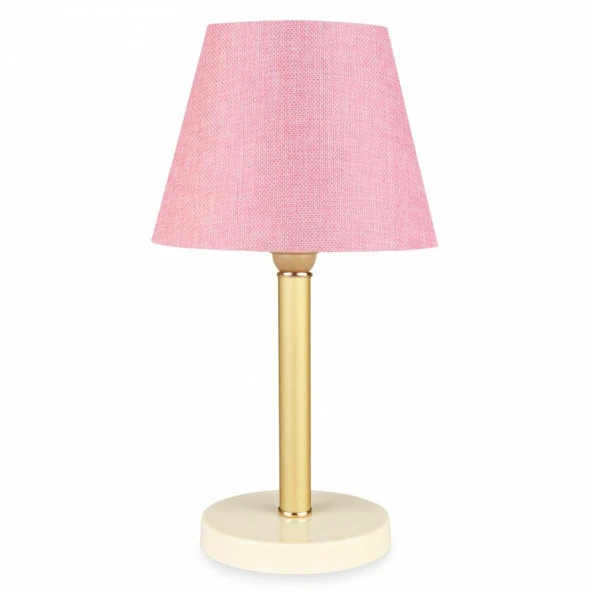 Bronz Gövdeli Abajur Pembe Dokuma ürün görseli 1