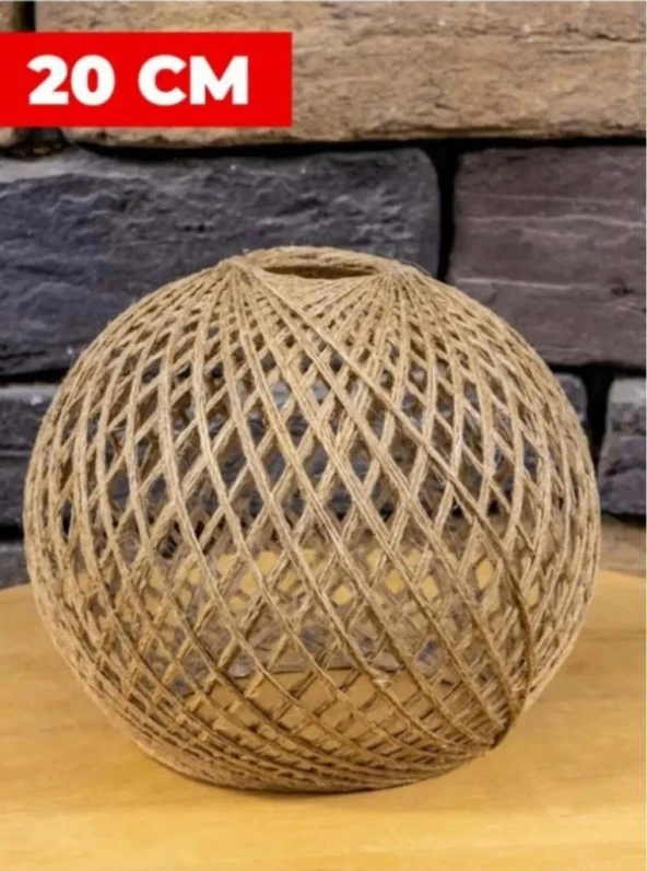 Örme Jüt İp Abajur Başlığı Handmade - Resim 3