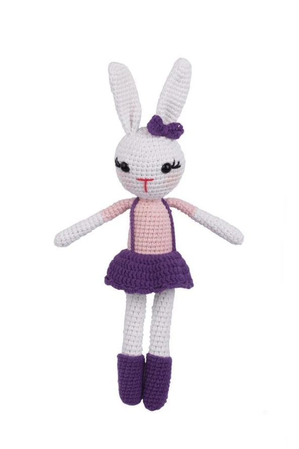 Amigurumi Organik Oyuncak-Uyku Arkadaşı Tavşan-Örme Mor Tavşan ürün görseli 1