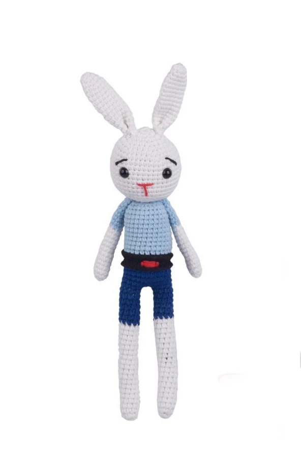 Amigurumi Organik Oyuncak-Uyku Arkadaşı Tavşan-Örme Mavi Tavşan ürün görseli 1