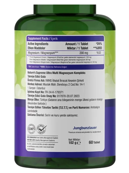 Nature's Supreme Multi Magnesium Complex 60 Tablet - Resim 2