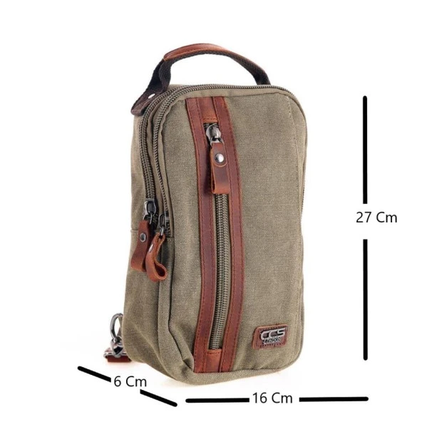 Ççs London 31468 Kanvas Çapraz Çanta Yeşil - Resim 3