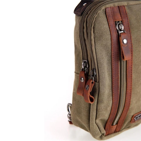 Ççs London 31468 Kanvas Çapraz Çanta Yeşil - Resim 5