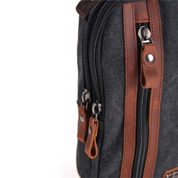 Ççs London 31468 Kanvas Çapraz Çanta Siyah - Resim 6