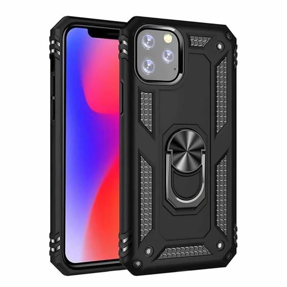 iPhone 11 Kılıf Panzer Ring Tam Koruma Arka Kapak - Resim 4