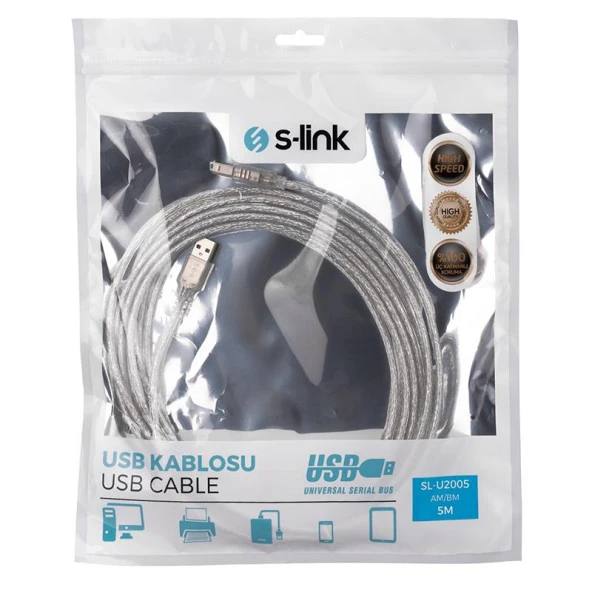 S-Link USB Yazıcı Kablosu 5 Metre - Resim 3