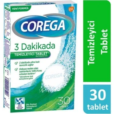 Corega 3 Dakikada Diş Protezi Temizleyici 30 Tablet ürün görseli 1