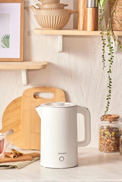 HOMEND Heatrow Cooltouch 1618h Paslanmaz Çelik El Yakmaz Gövdeli Su Isıtıcısı Beyaz ürün görseli 1