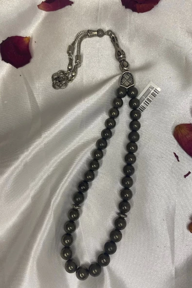 Tesbih Yeşim Jadeit Doğal Taş Gümüş İmameli Cennet Taşı Nefrit ürün görseli 1