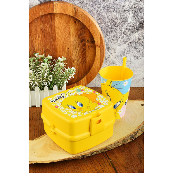 Tweety İki Katlı Beslenme Kutusu+Pipetli Bardak 400 ml. ürün görseli 1