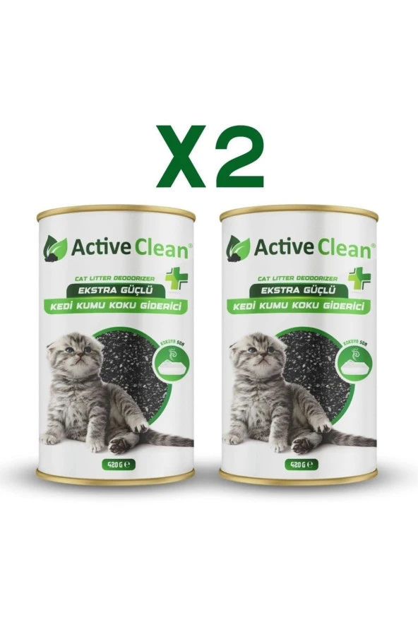 Active Clean Plus Kedi Kumu Koku Giderici 420g 2li Set ürün görseli 1