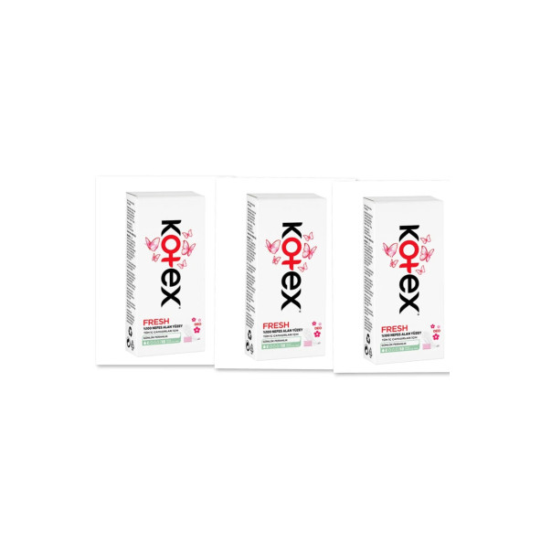 Kotex Günlük İnce Ped Fresh Çanta Paketleri 18'li 3 Paket ürün görseli 1